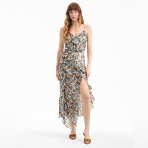 Veronica Beard- Avenel silk chiffon ruffled Floral Midi Dress -